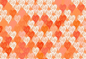 Light Red vector pattern with colorful hearts.