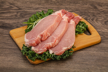 Raw pork steak for cooking