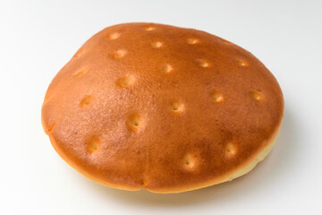 Bread with cream on white background