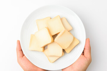 Egg cream cookies on a white background