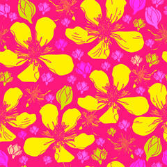 Fototapeta premium Floral seamless pattern. Vector background with flowers. Hand drawn artwork for textiles, fabrics, souvenirs, packaging and greeting cards.