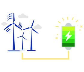Wind clean electrical energy isolated vector illustration from renewable sources. editable.
