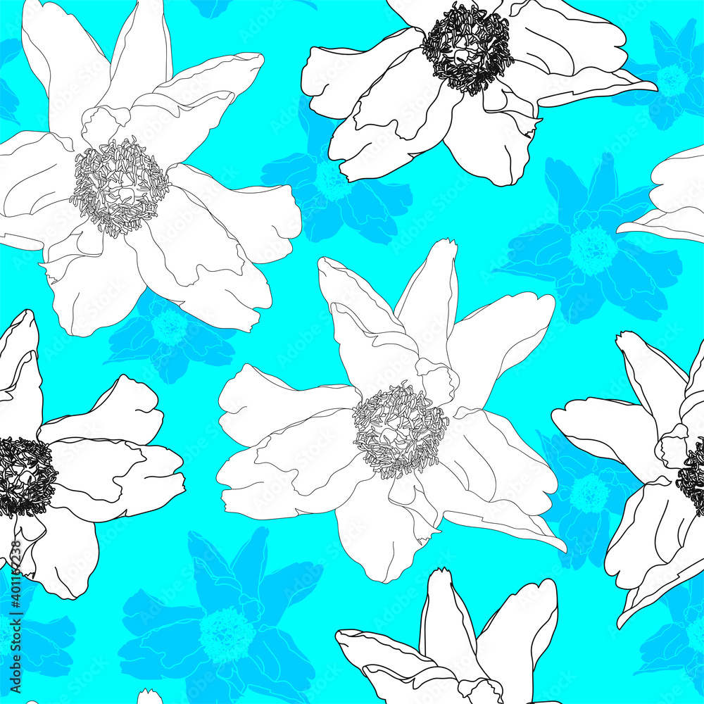 Canvas Prints floral seamless pattern. vector background with flowers. hand drawn artwork for textiles, fabrics, s