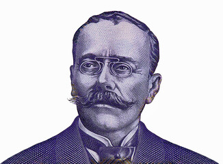 Ion Luca Caragiale (1852 - 1912), Portrait from Romania 1 Million Lei 2003 Banknotes. Romanian...