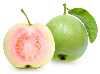 Pink guava isolated on white background