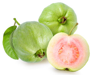 Pink guava isolated on white background
