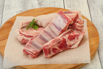 Raw lamb ribs for cooking