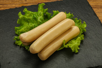 Chicken white sausage with salad