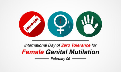 Vector illustration on the theme of International Day of Zero Tolerance for Female Genital Mutilation (FGM), observed each year on February 6th across the globe.