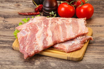 Raw pork ribs for cooking