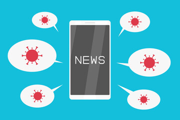 COVID-19 news on smartphone. Vector illustration.