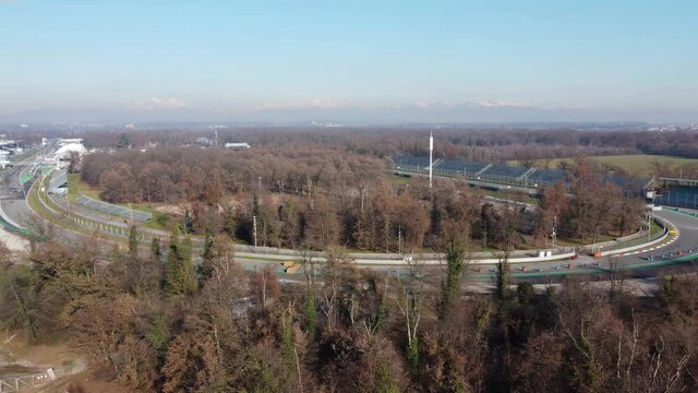 Monza aerial shot over international racing track
