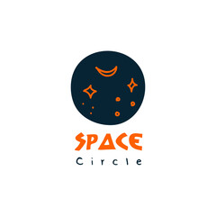 Space Circle hand drawn flat logo for business and group