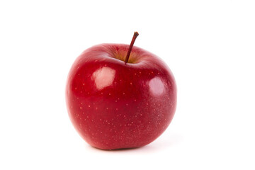 Fresh red apple fruit isolated on white background macro close up. 