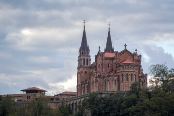 Fototapeta na wymiar Rear view of the Basilica of Covadonga located in the Pricipado de Asturias, Spain