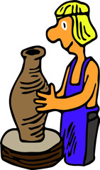 potter sculpts a jug