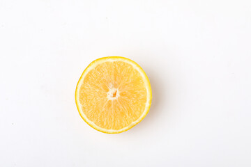 Fresh Half cut Orange or sweet lemon mosambi fruit on white background