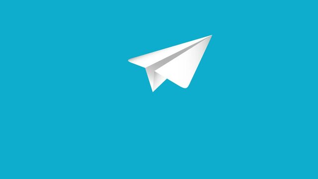 Paper airplanes flying over sky and takeoff. Origami paper plane flying on blue background. Avia travel concept. 4k.