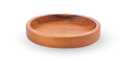 Wooden tray on white background