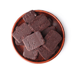 Chocolate chip cookie on a saucer on white isolated background with clipping path