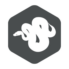 Icono silueta de serpiente pitón en hexágono color gris