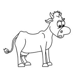 A cow. Contour silhouette of an animal on a white background close-up. Vector illustration.