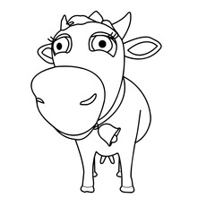 A cow. Contour silhouette of an animal on a white background close-up. Vector illustration.