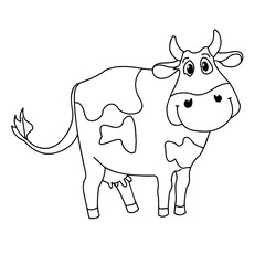 A cow. Contour silhouette of an animal on a white background close-up. Vector illustration.