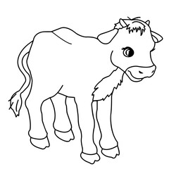 The calf. Contour silhouette of an animal on a white background close-up. Vector illustration.