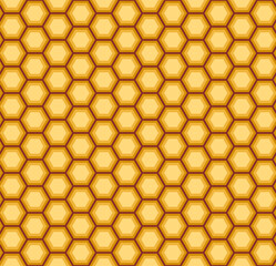 Orange vector seamless honey combs pattern. Honeycomb texture