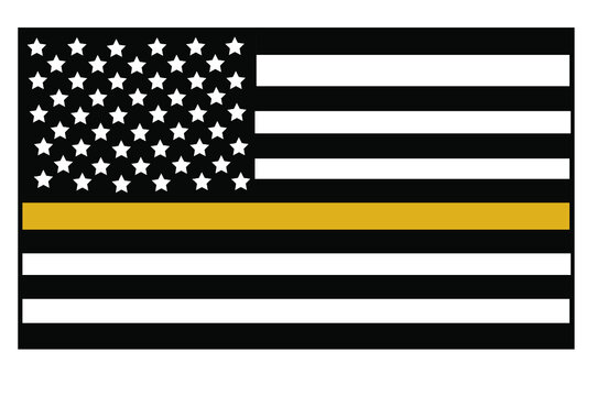 Vector illustration of USA black and white flag with a thin orange line in honour of search and rescue personnel. The search and rescue personnel lives matter symbol.