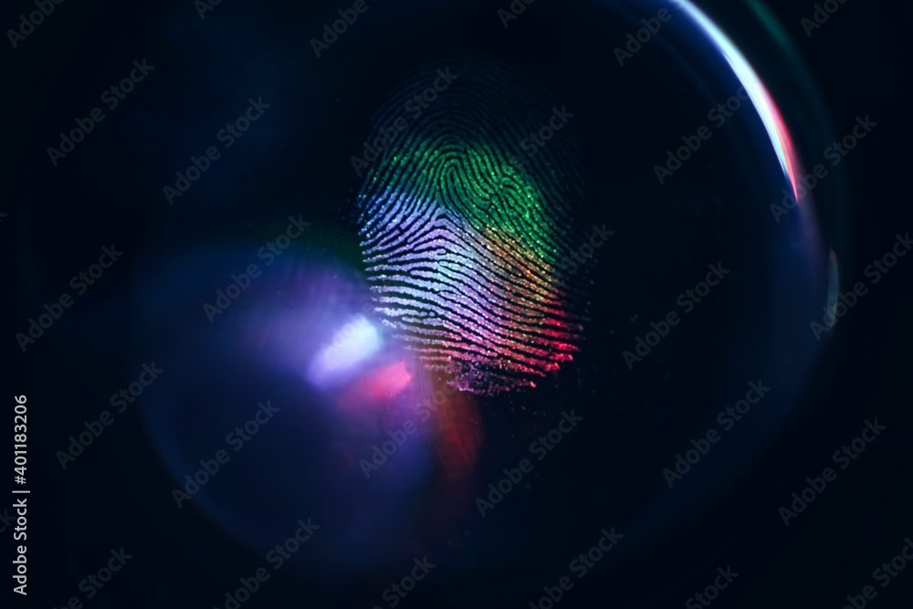 Poster close up beautiful abstract colored fingerprint on background texture for design. macro photography 