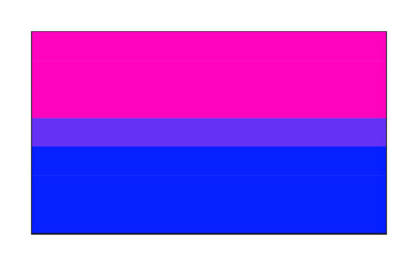 Obraz premium Vector illustration of flat bisexual pride flag on white background: pink, lavender and blue bars. Bisexual community symbol.
