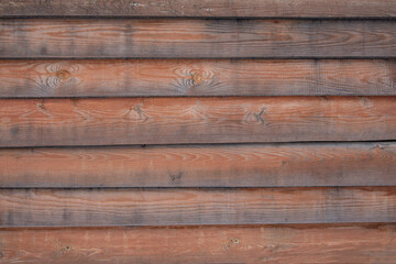 Wooden background from horizontal brown boards with copy space. Wood texture.