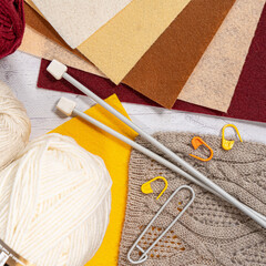 Threads in reels. Colored bobbins for embroidery knitting hobby accessories creativity.
