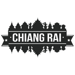 Obraz premium Chiang Rai Thailand Thai Skyline Silhouette Design City Vector Art Famous Buildings Stamp Stencil.