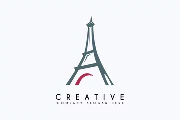 Foto op Canvas Eiffel tower logo design vector illustration. Eiffel business logos, template design element © Wahyu