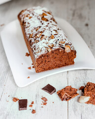 Vegan chocolate plumcake with pears