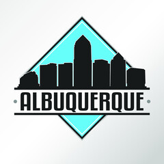 Albuquerque New Mexico Skyline Logo. Adventure Landscape Design. Vector Illustration Cut File.