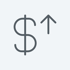 Dollar rising icon isolated on background. Currency symbol modern, simple, vector, icon for website design, mobile app, ui. Vector Illustration