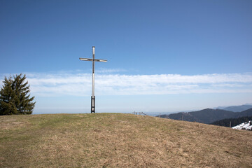 Summit cross of Rechelkopf mountain, Bavaria, Germany