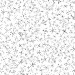 Hand Drawn grey Snowflakes Christmas Seamless Patt