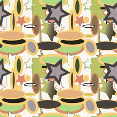 Abstract forms, fantasy colored art, seamless pattern.