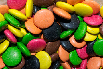 Top view of a heap of colorful candies