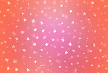 Light Pink vector layout with bright snowflakes, stars.