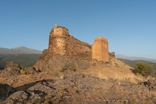 Ruins of an ancient castle in the town of Aldeire in southern Spain