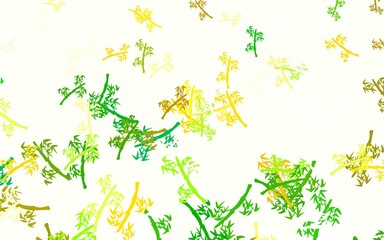 Light Green, Yellow vector natural background with branches.