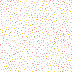 Abstract seamless background with small polka dots. Vector color illustration in pastel colors on a white background.