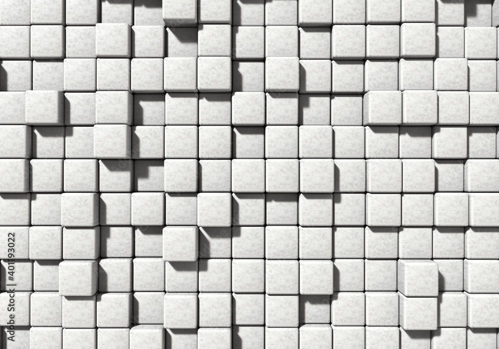 Poster white masonry cement block and stone background. architecture and abstract concept. top view angle. 