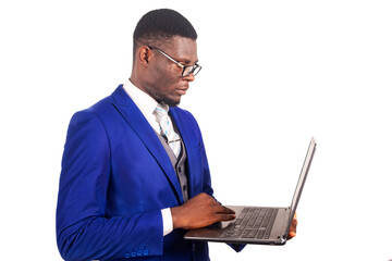 portrait of a handsome young businessman with laptop
